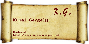 Kupai Gergely névjegykártya